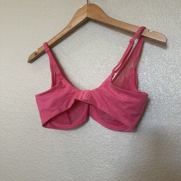 Victorias Secret Body Unlined Demi Bra 34DD Floral Lace Cups Adjustable Sheer - Picture 3 of 5